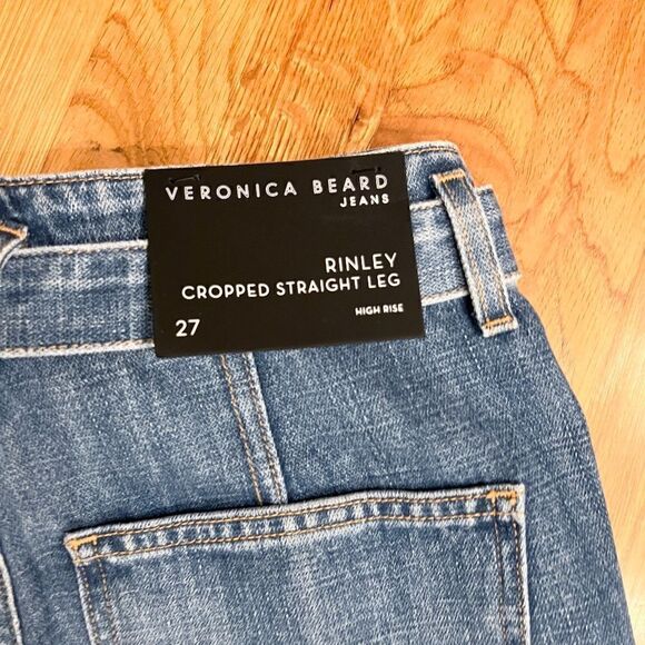 $378 NWT Veronica Beard Rinley Cropped Straight Leg High Rise Jeans Size 27 - Picture 14 of 15